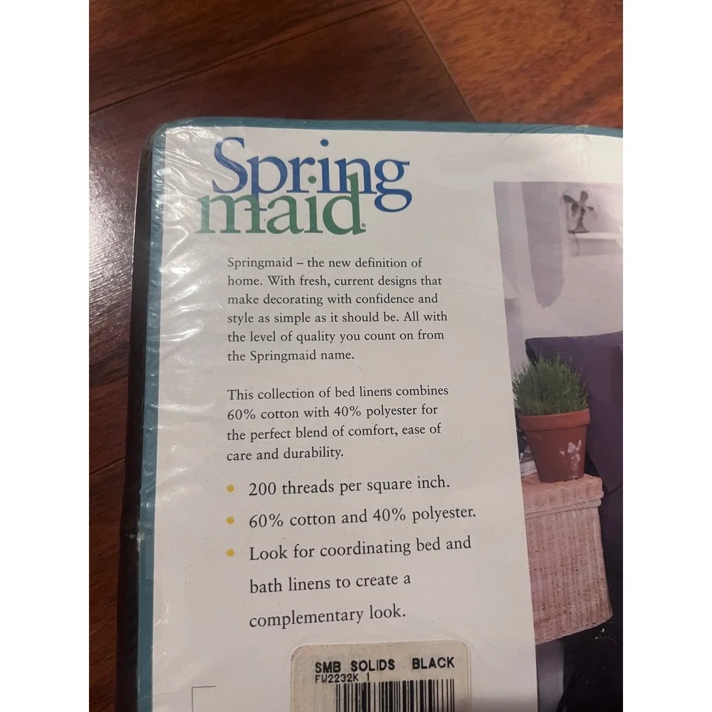 Springmaid King Flat Sheet Black 200 Thread Count Cotton Blend Percale USA Made